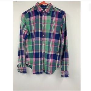 Ralph Lauren Women’s Pink Multicolor Plaid Long Sleeve Shirt